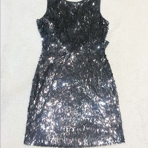 Express sequins open back mini dress